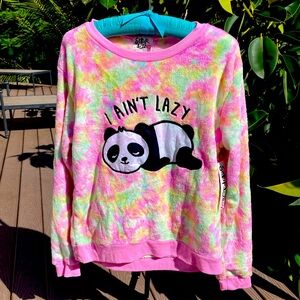 Saturdaze cozy pull over fuzzy top, colorful design size XL. NWT